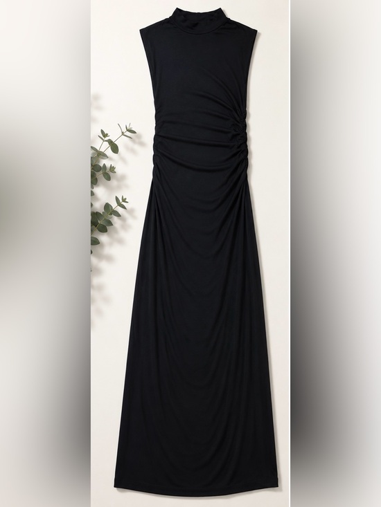a new day Dresses & Skirts - A New Day Black Ruched Mock Neck Maxi Dress